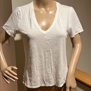 White V-Neck Women's Top